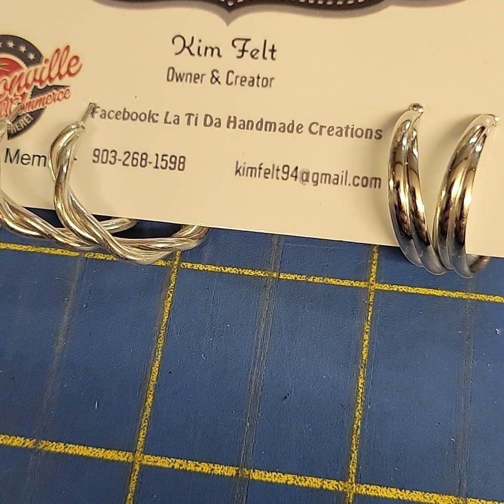 Hoops Silver Tone Earrings Set of 2